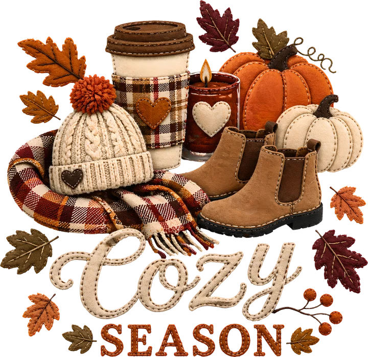 Accesorios de otoño con «Cozy Season» — Transfer DTF
