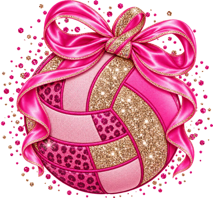 Pink Glitter Volleyball DTF Transfer
