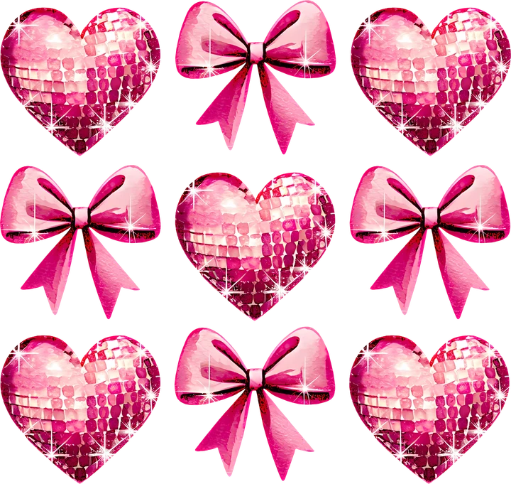 Shiny Hearts and Bows DTF Transfer