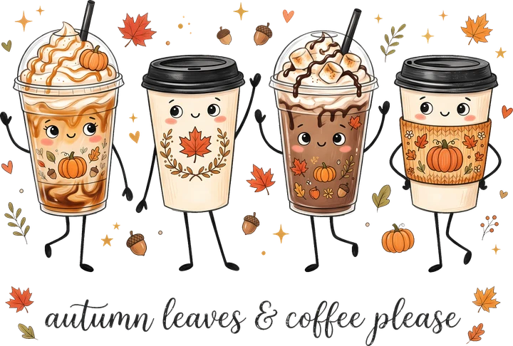 Autumn Coffee Cups DTF Transfer