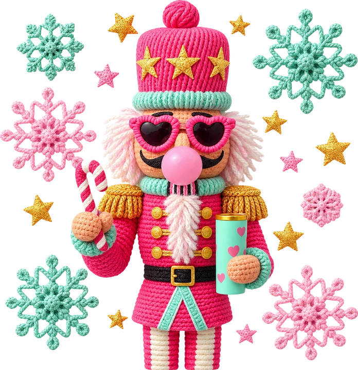 Pink Nutcracker with Snowflakes DTF Transfer