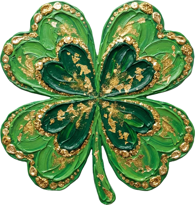 Four-Leaf Clover with Gold DTF Transfer