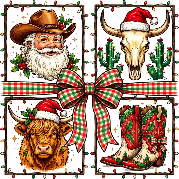Iconos de la Navidad vaquera — Transfer DTF