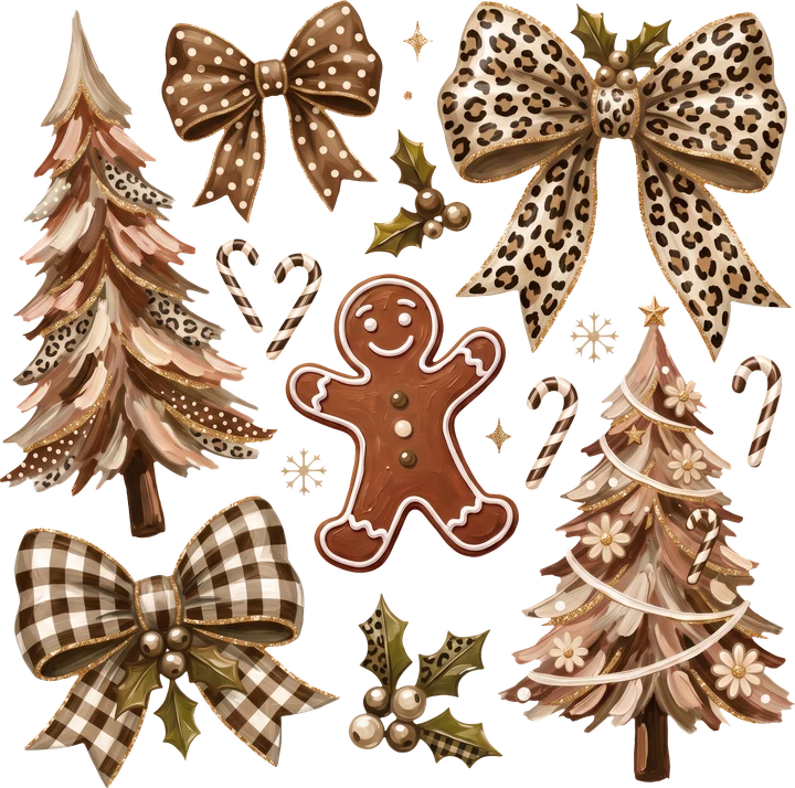 Cozy Christmas Bow & Tree DTF Transfer