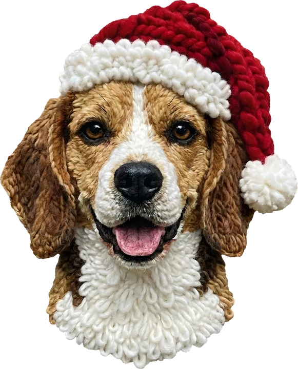 Beagle in Santa Hat DTF Transfer