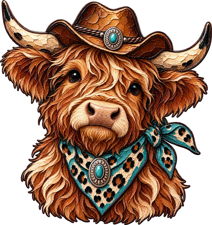 Cowboy Highland Cow DTF Transfer