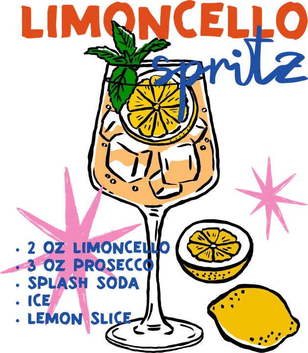Limoncello Spritz Cocktail DTF Transfer