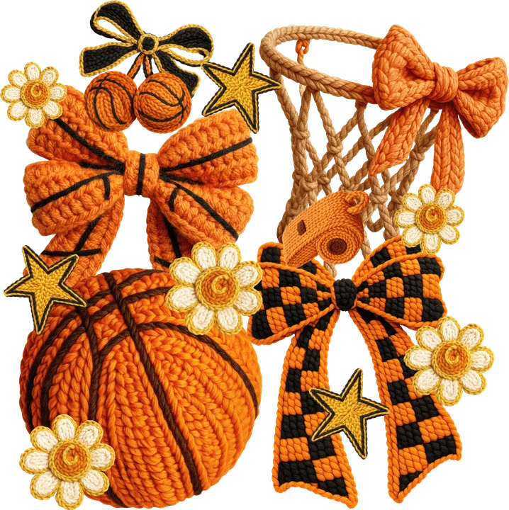 Basketball Bow and Star DTF Transfer