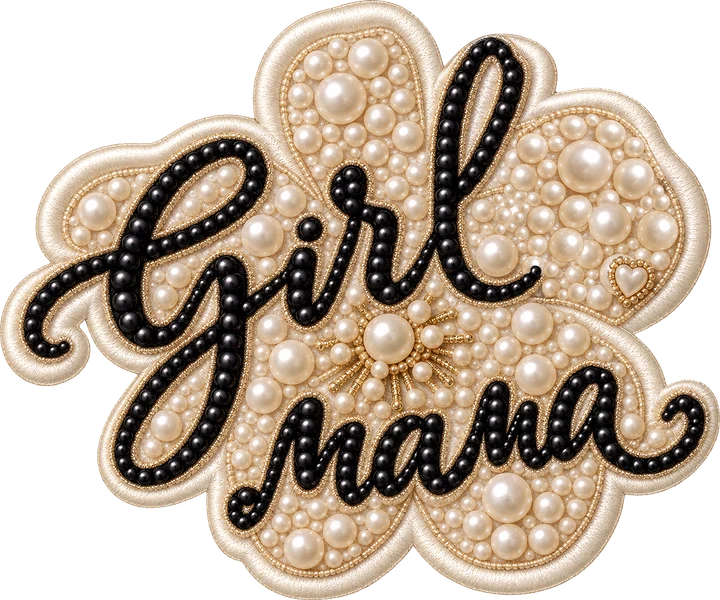 Girl Mama Pearl Embroidery DTF Transfer