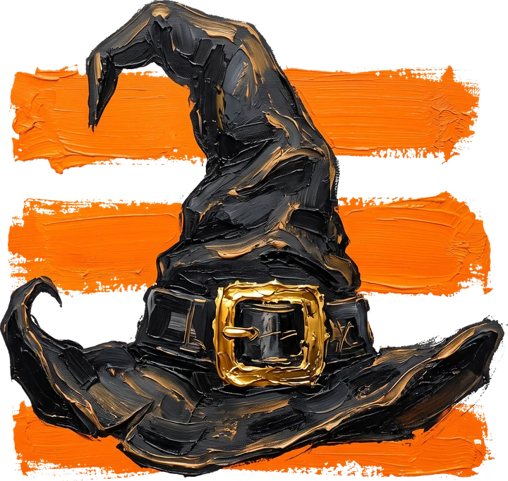 Witch Hat with Gold Buckle DTF Transfer