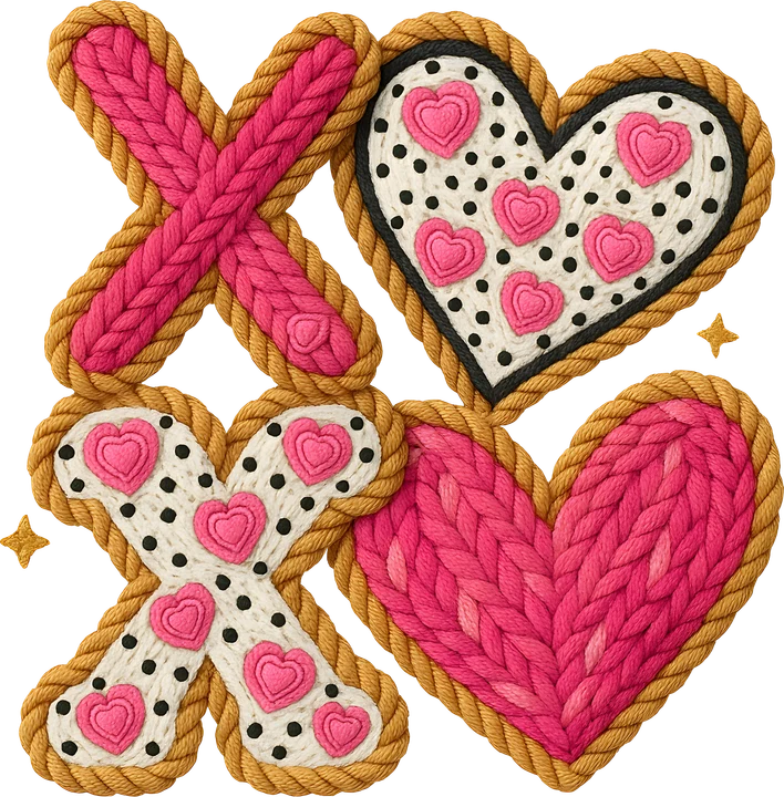 Heart and X Valentine DTF Transfer