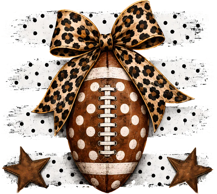 Leopard Bow Football DTF Transfer