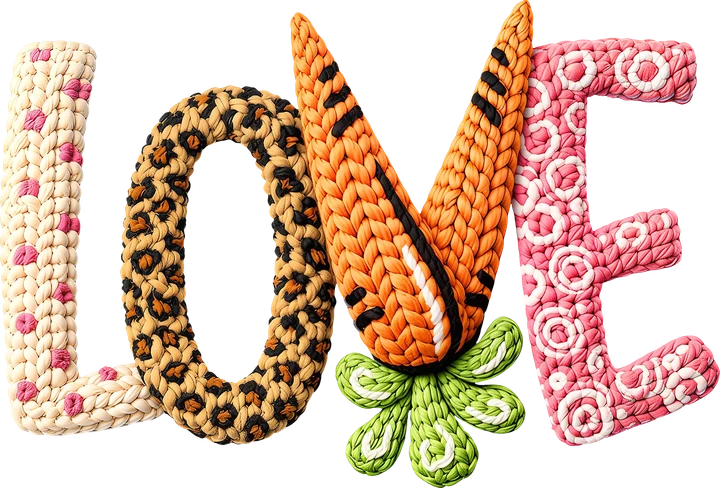 Crochet-Style Love DTF Transfer