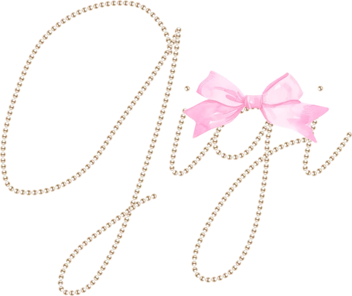 Pearl Script with Pink Bow DTF Transfer