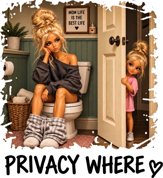 Mom and Child in Bathroom DTF Transfer
