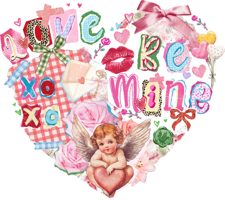 "Love Be Mine" – винтажное сердечко — DTF-трансфер