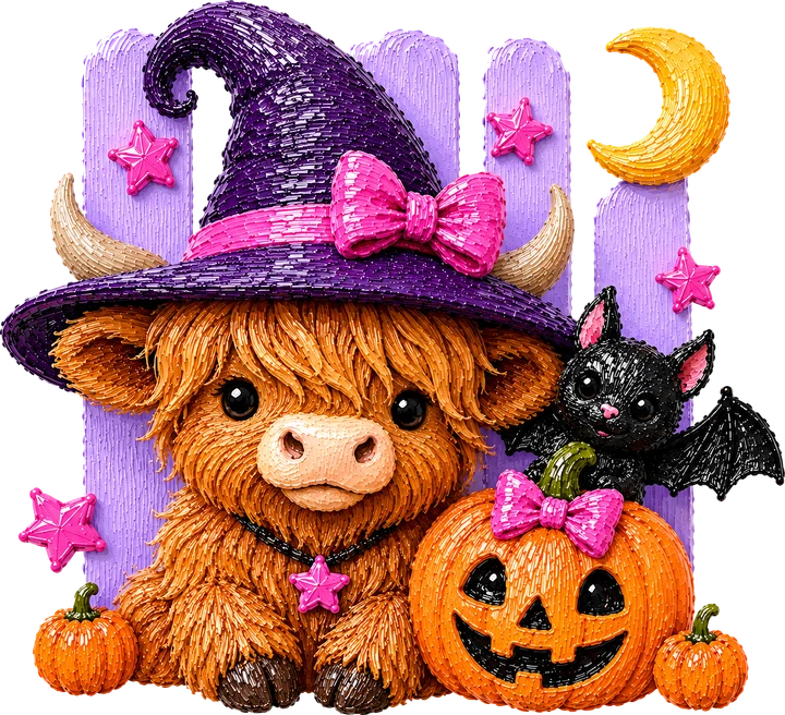 Cute Cow Witch DTF Transfer
