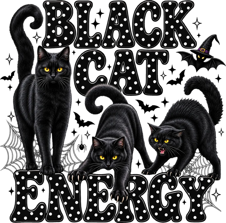 Black Cat Energy DTF Transfer