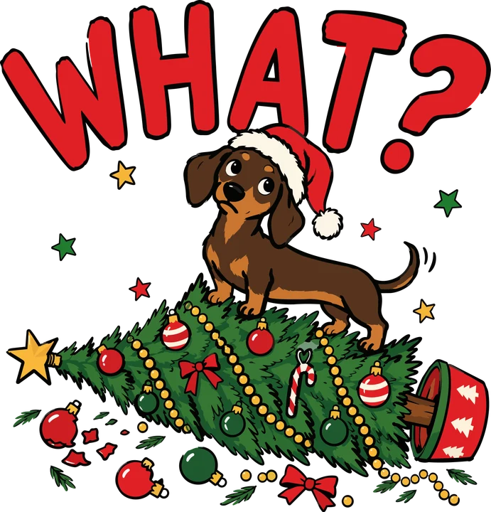 Dachshund on Christmas Tree DTF Transfer