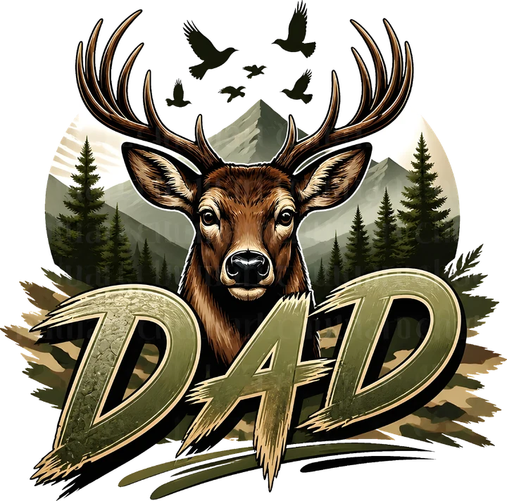 Deer Dad Forest Scene DTF Transfer