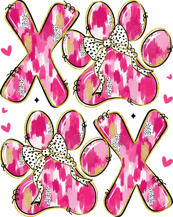 Pink Paw Print and X's DTF Transfer