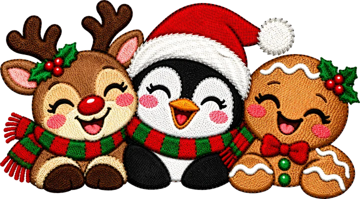 Reindeer Penguin Gingerbread DTF Transfer