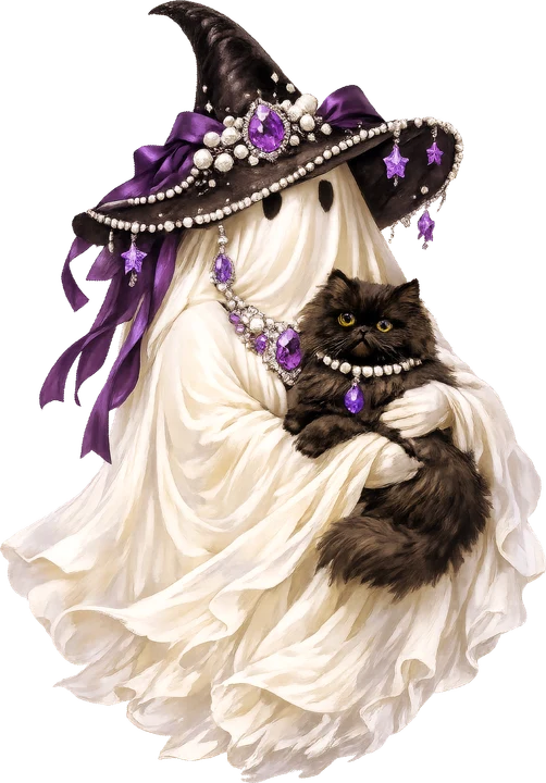 Elegant Witch with Black Cat DTF Transfer