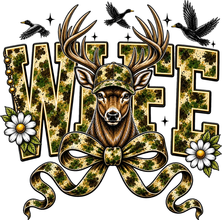Deer with Camo Bow DTF Transfer