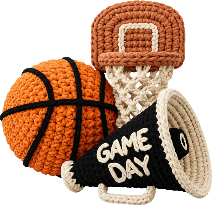 Crochet Basketball Hoop and Megaphone DTF Transfer