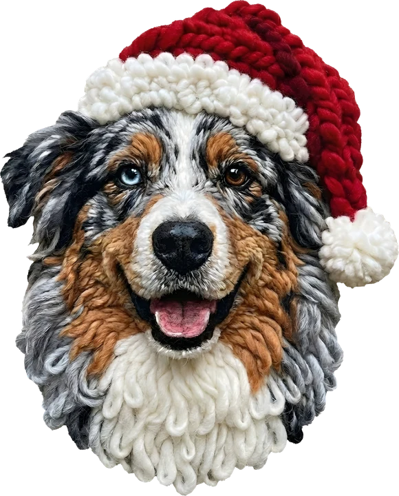 Festive Dog in Santa Hat DTF Transfer