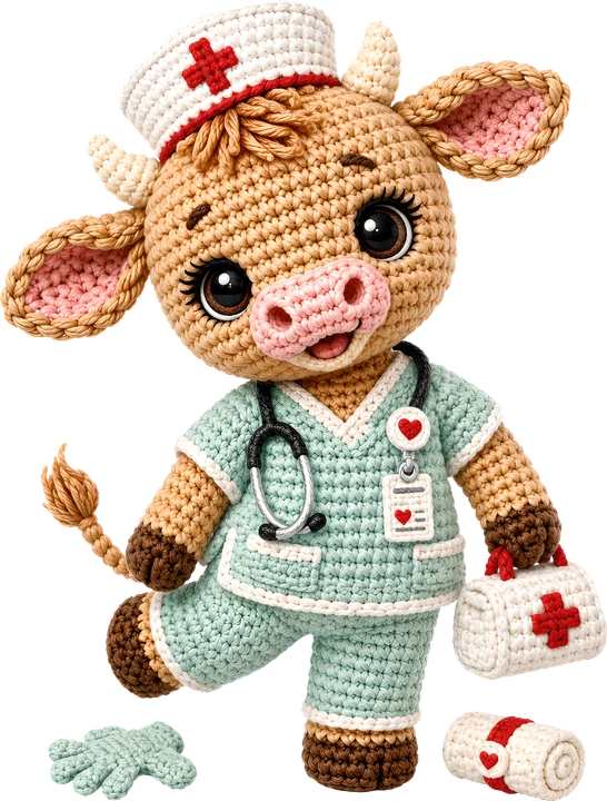 Crochet Cow Nurse DTF Transfer
