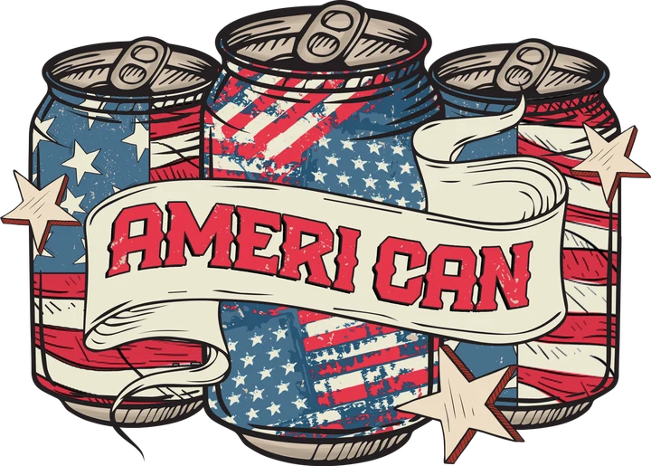American Can with Stars DTF Transfer