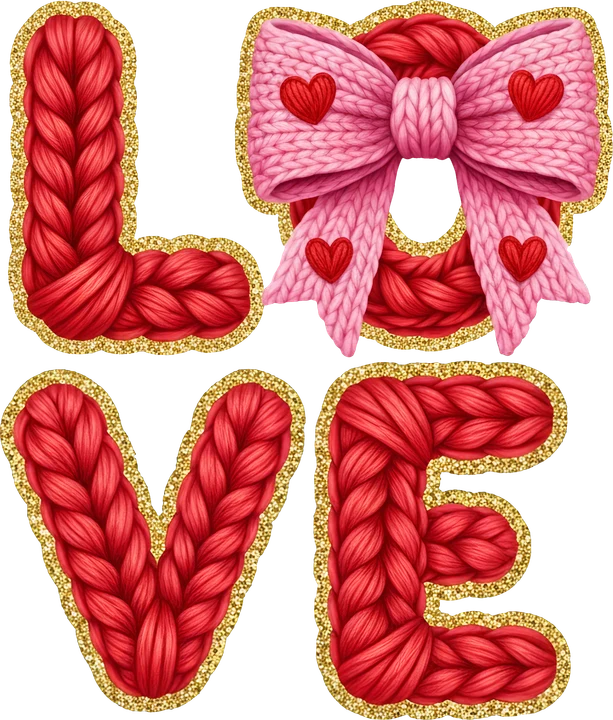 "Braided LOVE" na may disenyo ng laso — DTF Transfer