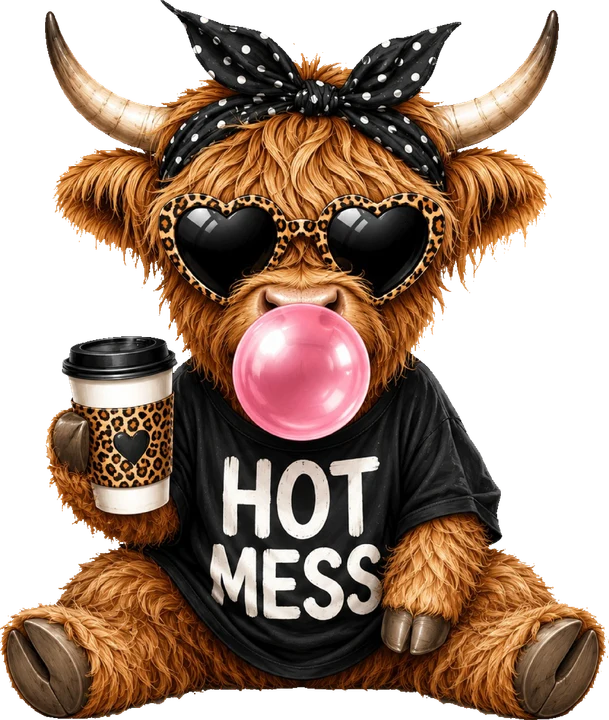 Cute Cow with Bubblegum DTF Transfer