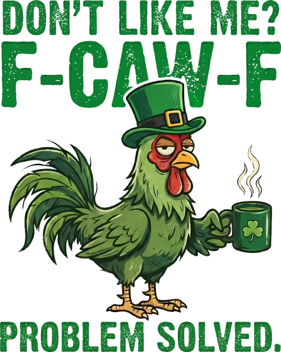 Green Rooster with Shamrock Mug DTF Transfer