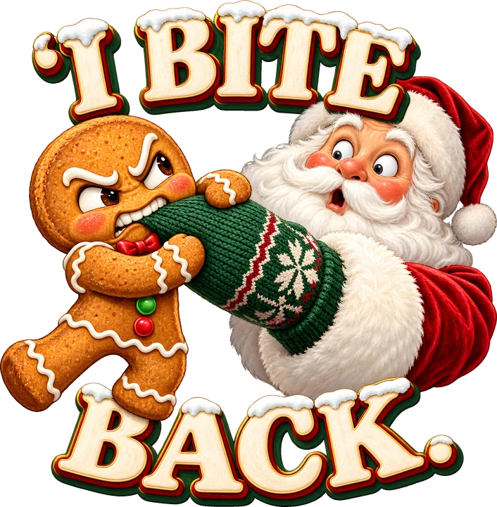 Santa vs Gingerbread Man DTF Transfer
