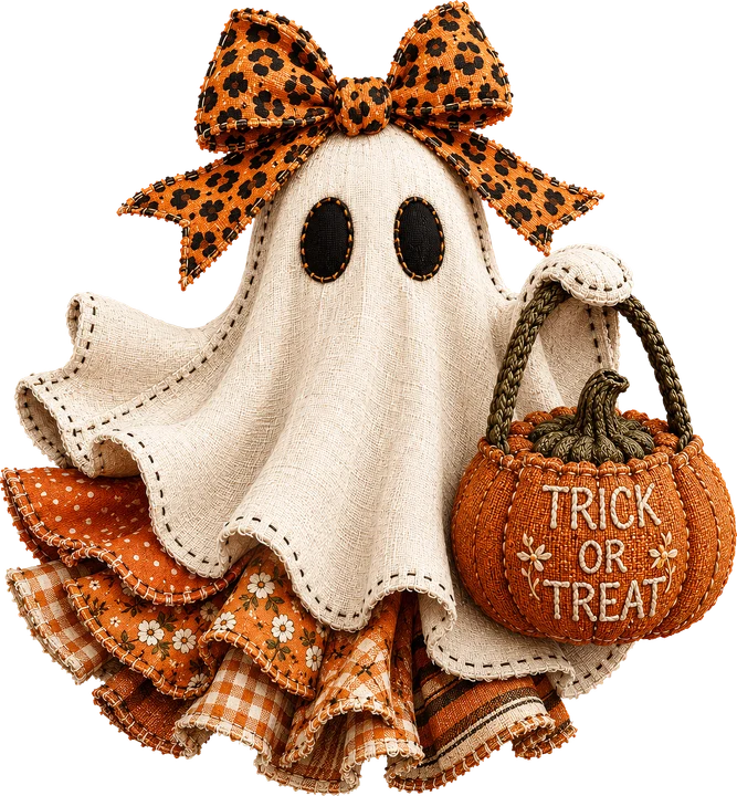 Cute Ghost with Bow DTF Transfer