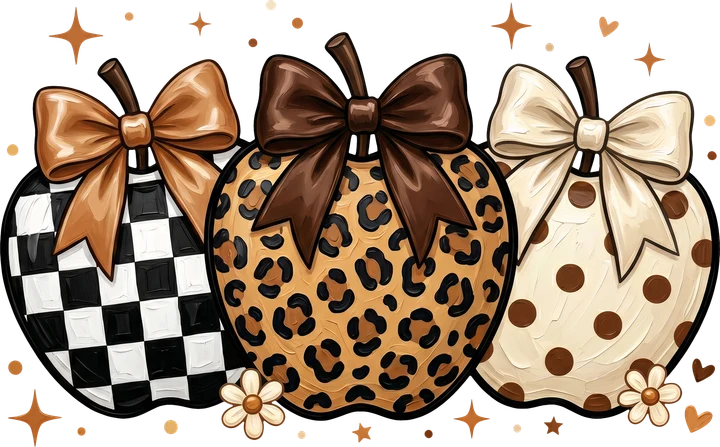 Patterned Apples with Bow DTF Transfer
