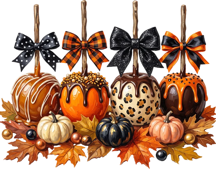 Caramel Apples with Bow DTF Transfer