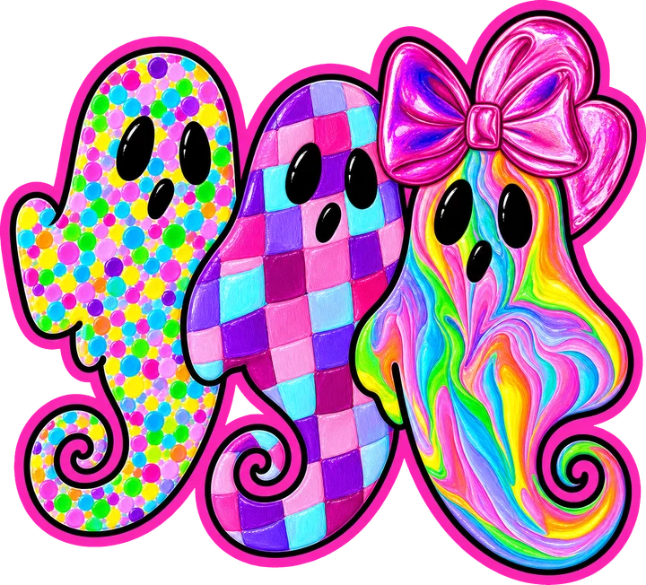Colorful Ghosts DTF Transfer