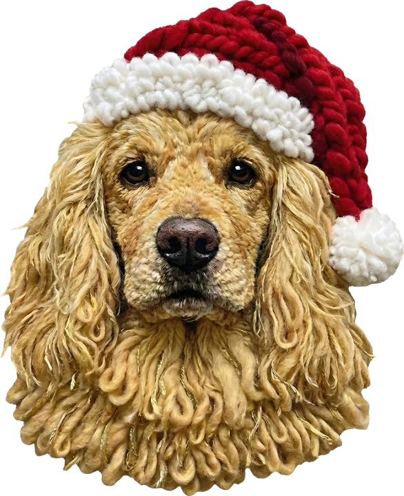 Golden Dog in Santa Hat DTF Transfer