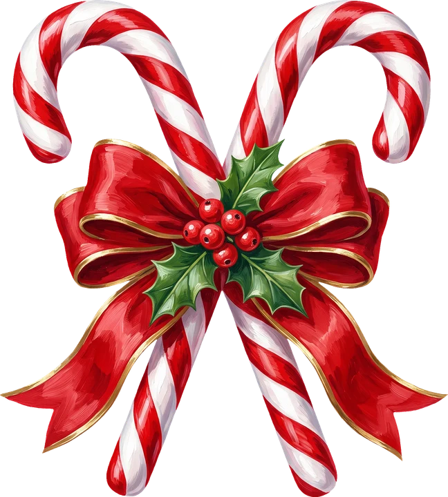 Candy Canes with Bow DTF Transfer