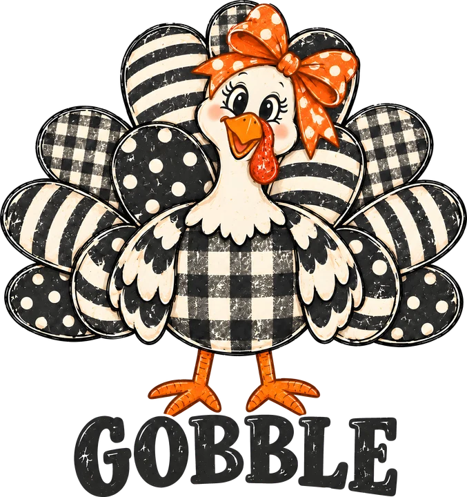 Turkey with Bow DTF Transfer