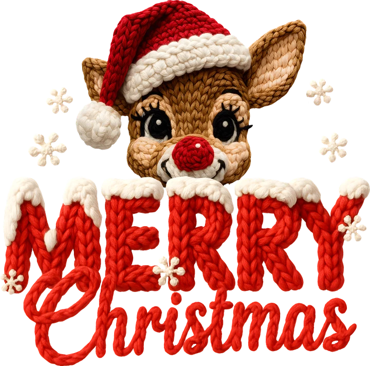 Feliz Navidad: Renos de ganchillo — Transfer DTF