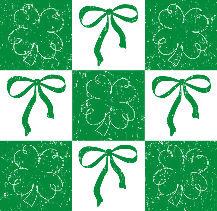 Green Shamrocks and Bows DTF Transfer