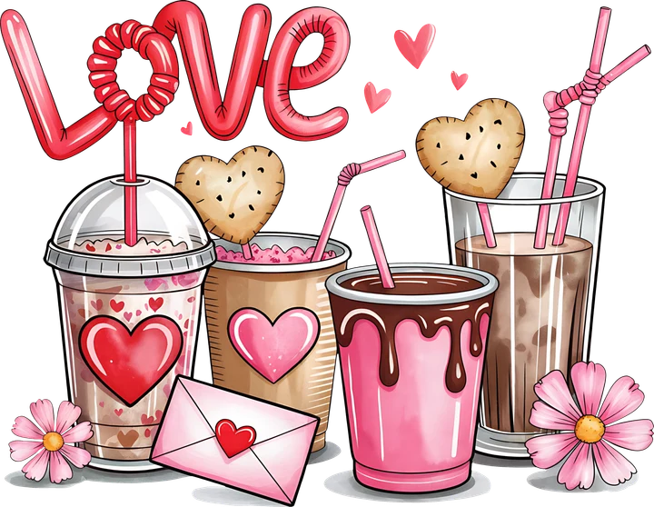 Sweet Valentine Drinks DTF Transfer