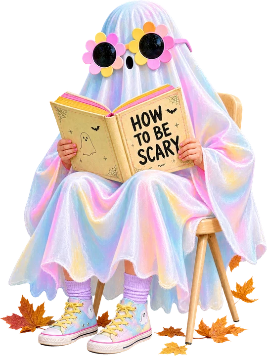 Cute Ghost Reading Book DTF Transfer