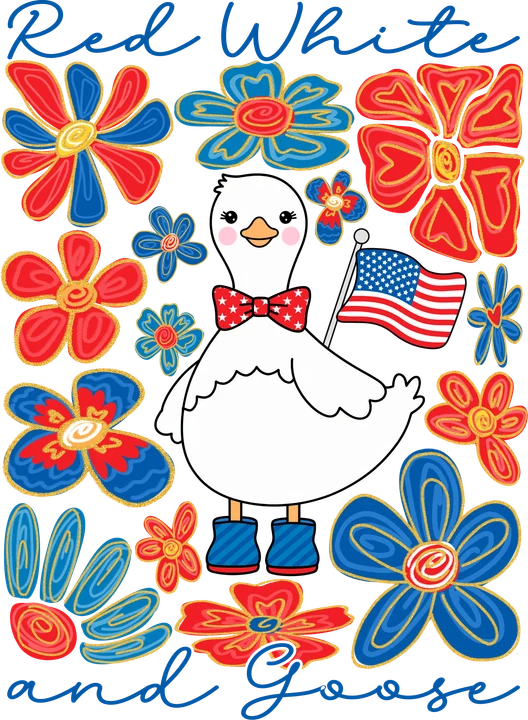 Red White and bird DTF Transfer