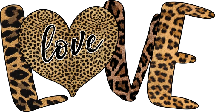 Love Heart Leopard Print DTF Transfer