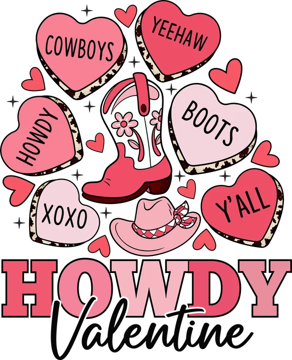 Cowboy Hearts Valentine DTF Transfer